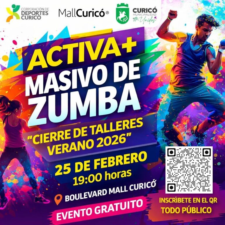 Curicó cerrará los Talleres de Verano 2026 con evento masivo de zumba abierto a la comunidad