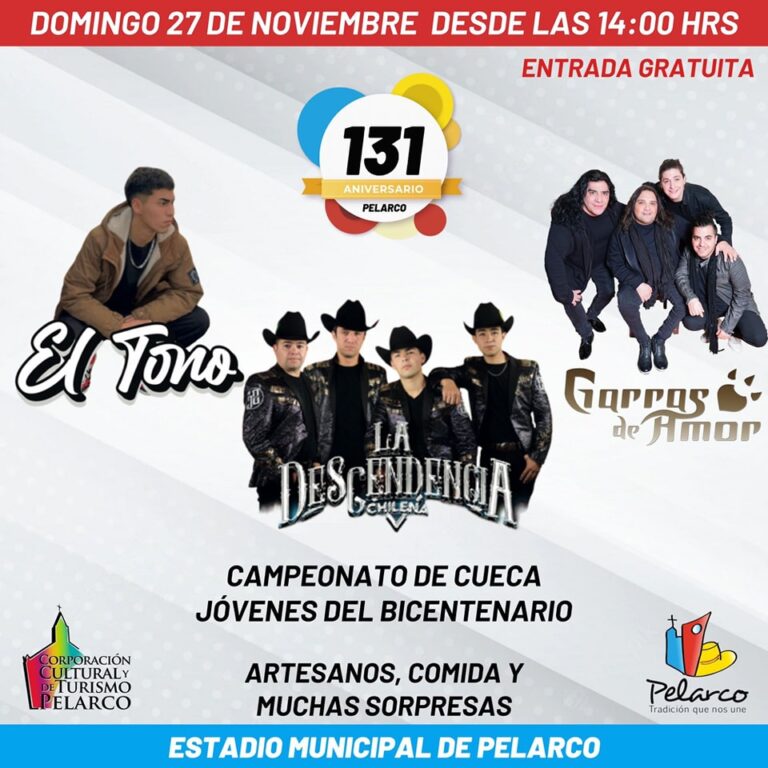 Este domingo Pelarco celebrará su aniversario 131 con grandes shows de primer nivel