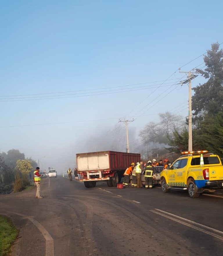 Colbún: camión y vehículo menor colisionan en Ruta L-31