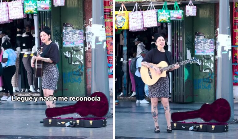 ¡No la reconocían!: Mon Laferte sorprendió cantando en calles del centro de Antofagasta