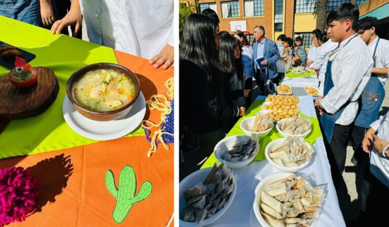 Talca: Estudiantes festejaron el Día de la Cocina Chilena preparando miles de platos típicos