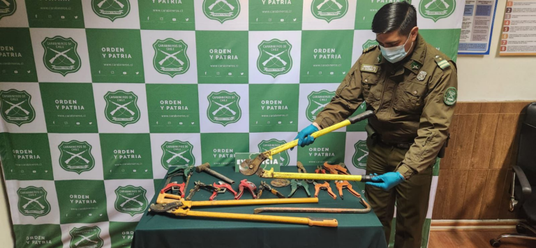 Carabineros detiene a cuatro sujetos por robo de cables de cobre en Talca