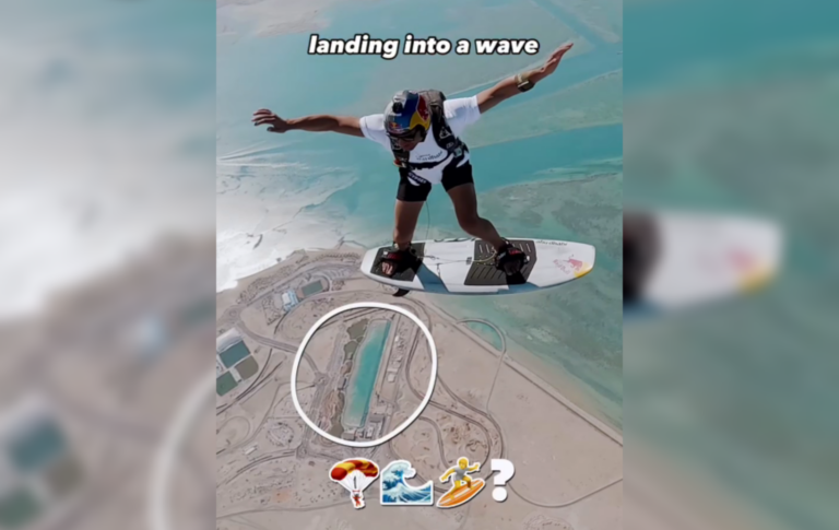 ¡Increíble! Atleta chileno salta desde helicóptero y surfea la ola más grande del mundo