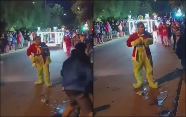 Carabinero disfrazado de “Grinch” golpea a hombre que acosó a una compañera en pleno desfile navideño