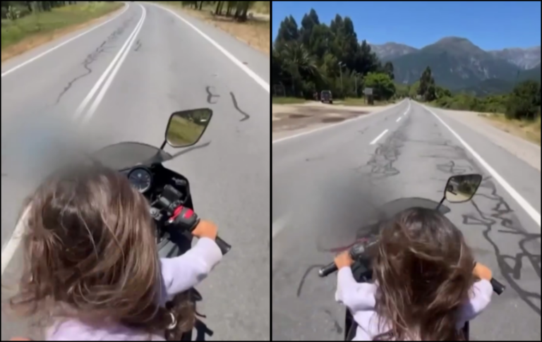 (VIDEO) Controvertido video muestra a niña conduciendo moto a 80 km/h