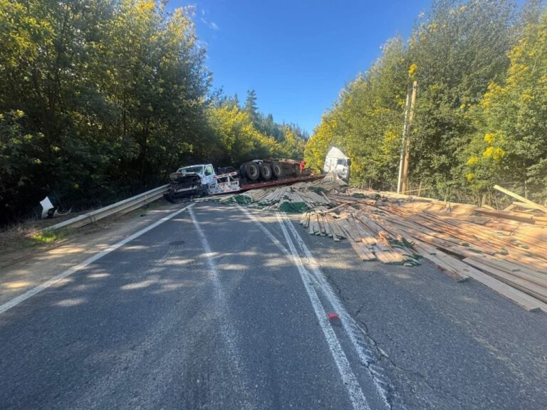 Grave colisión en ruta L-30-M: camión maderero impacta a vehículo menor a la altura de Nirivilo